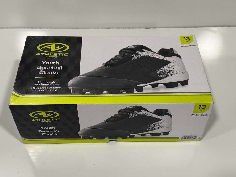 Athletic Works Youth Baseball Cleats Size 13 White/Black